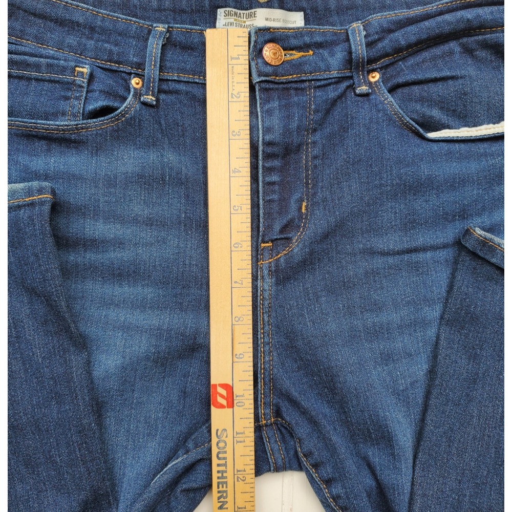 Signature Levi Strauss Womens 16 Short Mid Rise Bootcut Jeans Dark Wash Western - Picture 2 of 10